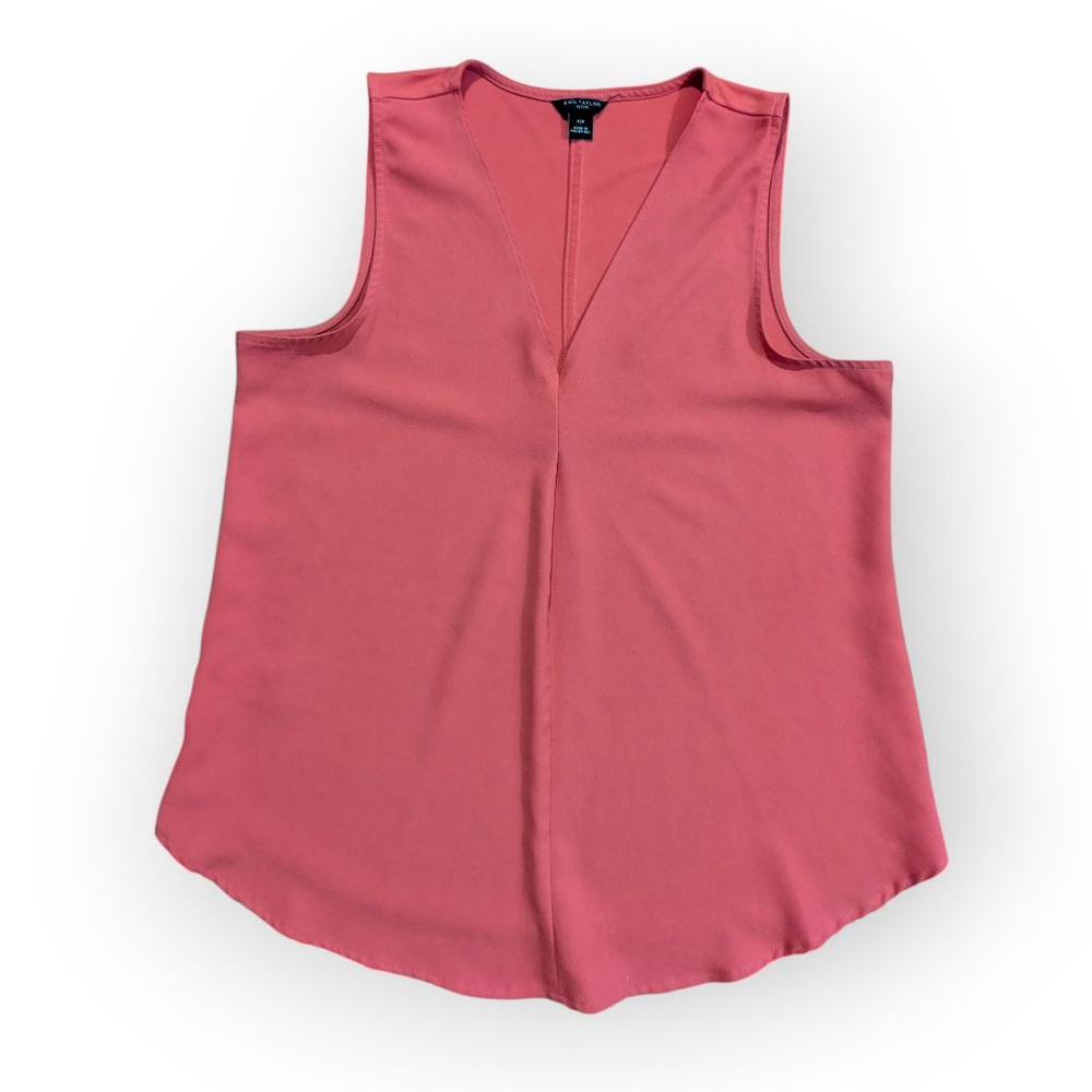 Ann Taylor Petite Coral V Neck Sleeveless Blouse XS